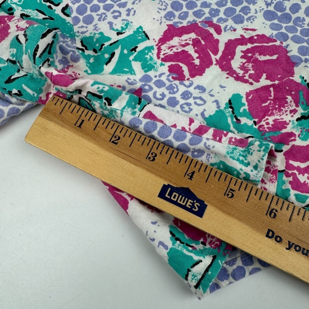 Vintage 80s Womens Size S High Waisted Floral Tropical Print Shorts Made in USA - Picture 7 of 8